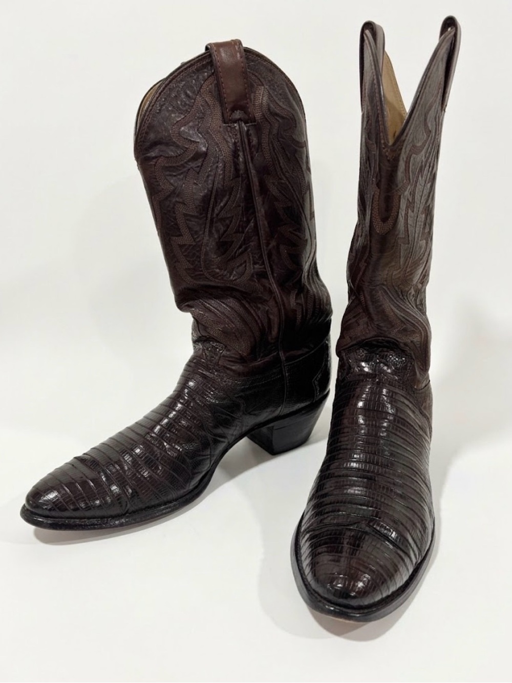Vintage Justin Black Cherry Lizard Cowboy Boots Men’s 11.5 B